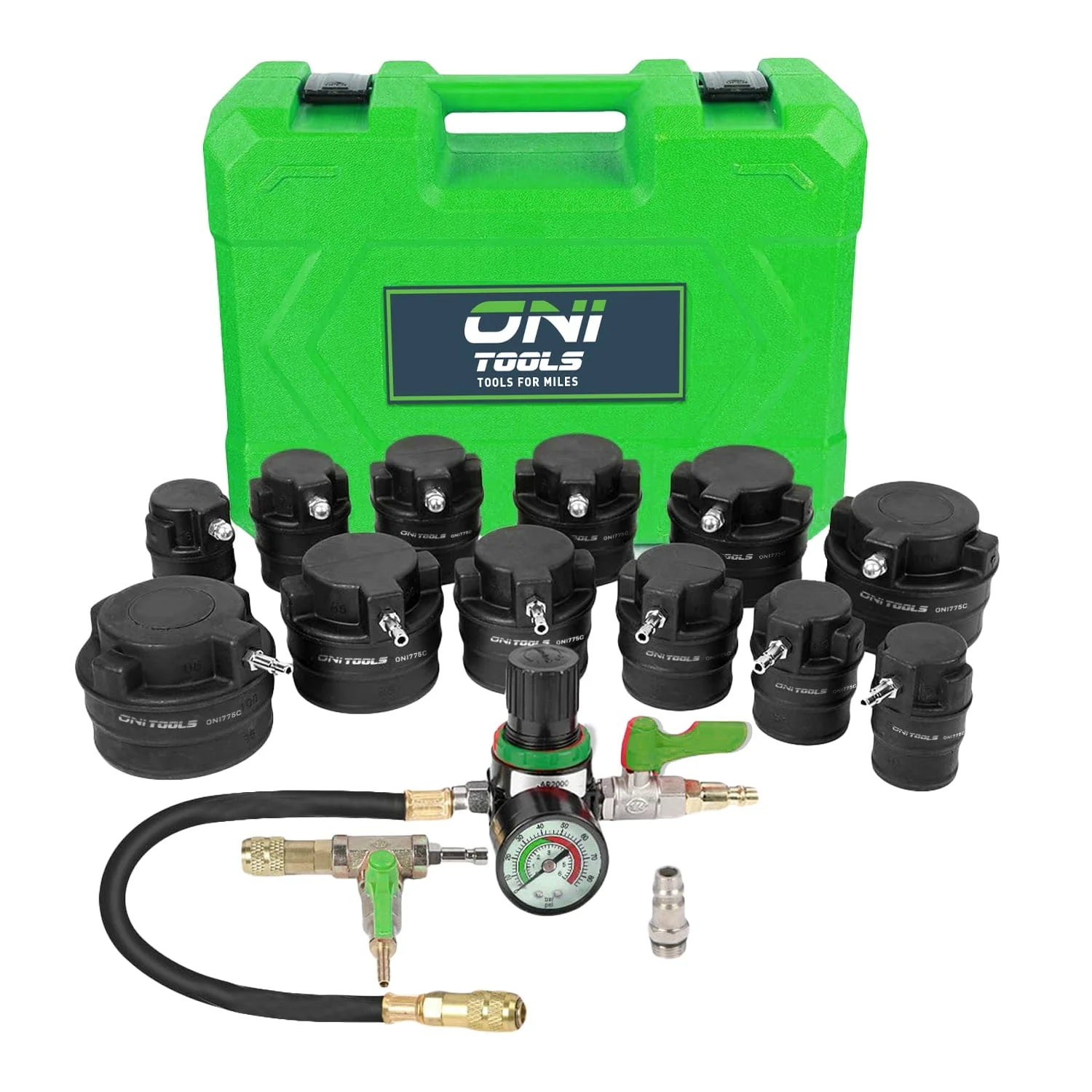 14-Piece Boost Leak Tester Kit W/ 0–6 Bar Gauge For Turbo & Intercooler Hoses 46–100mm (WL14 Style) - Image 2