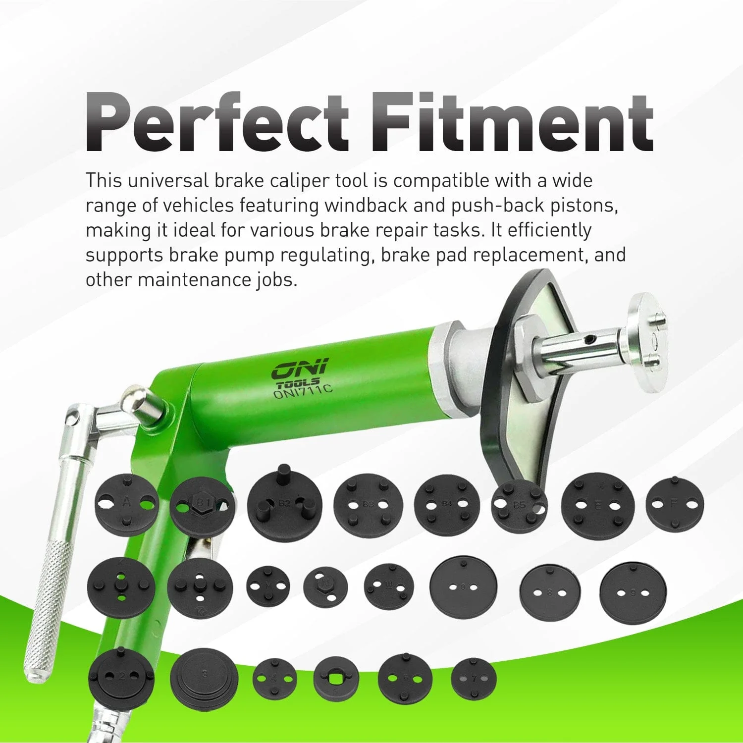 Air-Powered Brake Caliper Wind Back Tool Kit For Disc Brake Caliper Piston Rewind – 22 Adapters 4302 Alt - Image 3