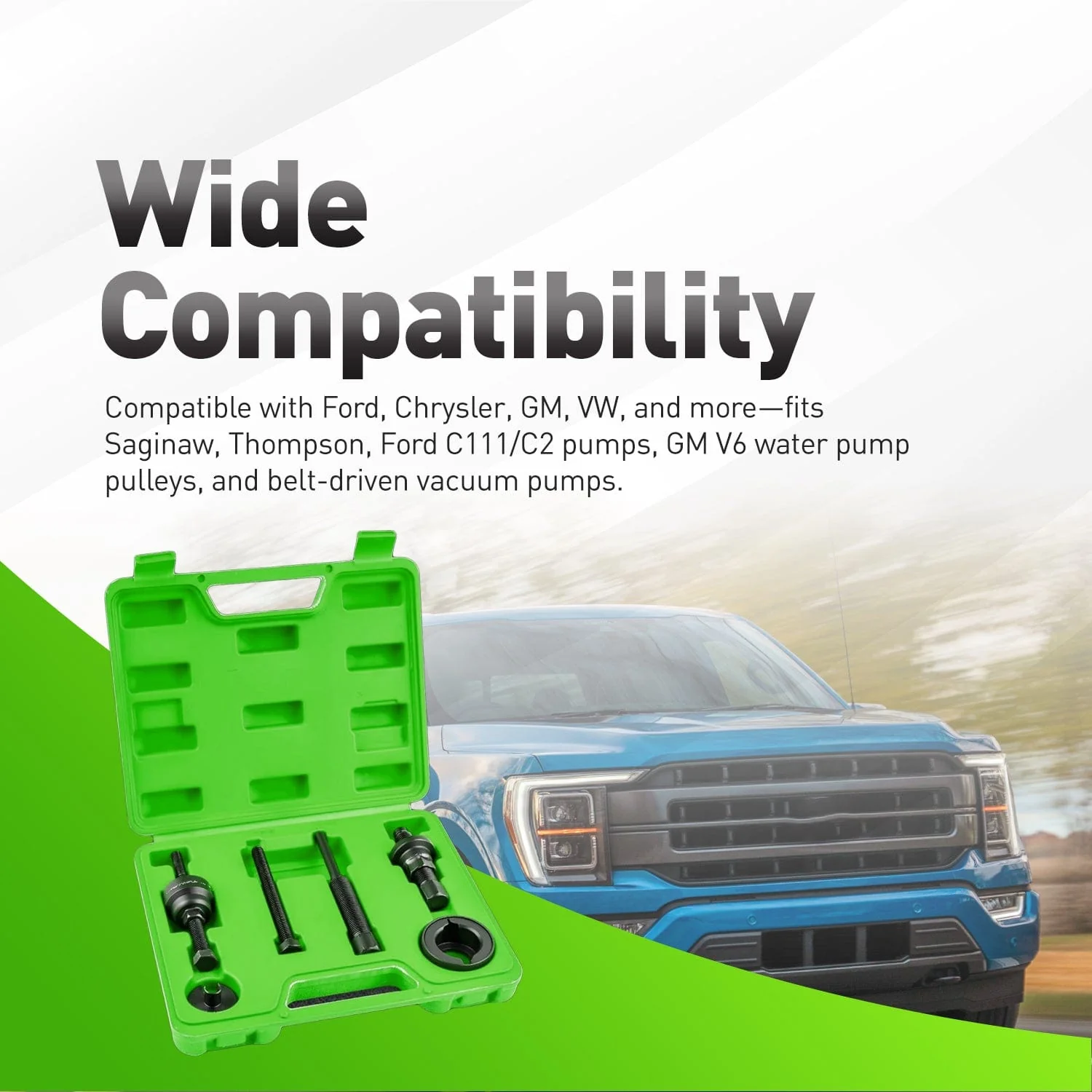Power Steering Pump Pulley Puller & Installer Set (7pc) For Ford GM Chrysler VW Pressed-On Pump Pulleys OTC 4530 Alt - Image 3