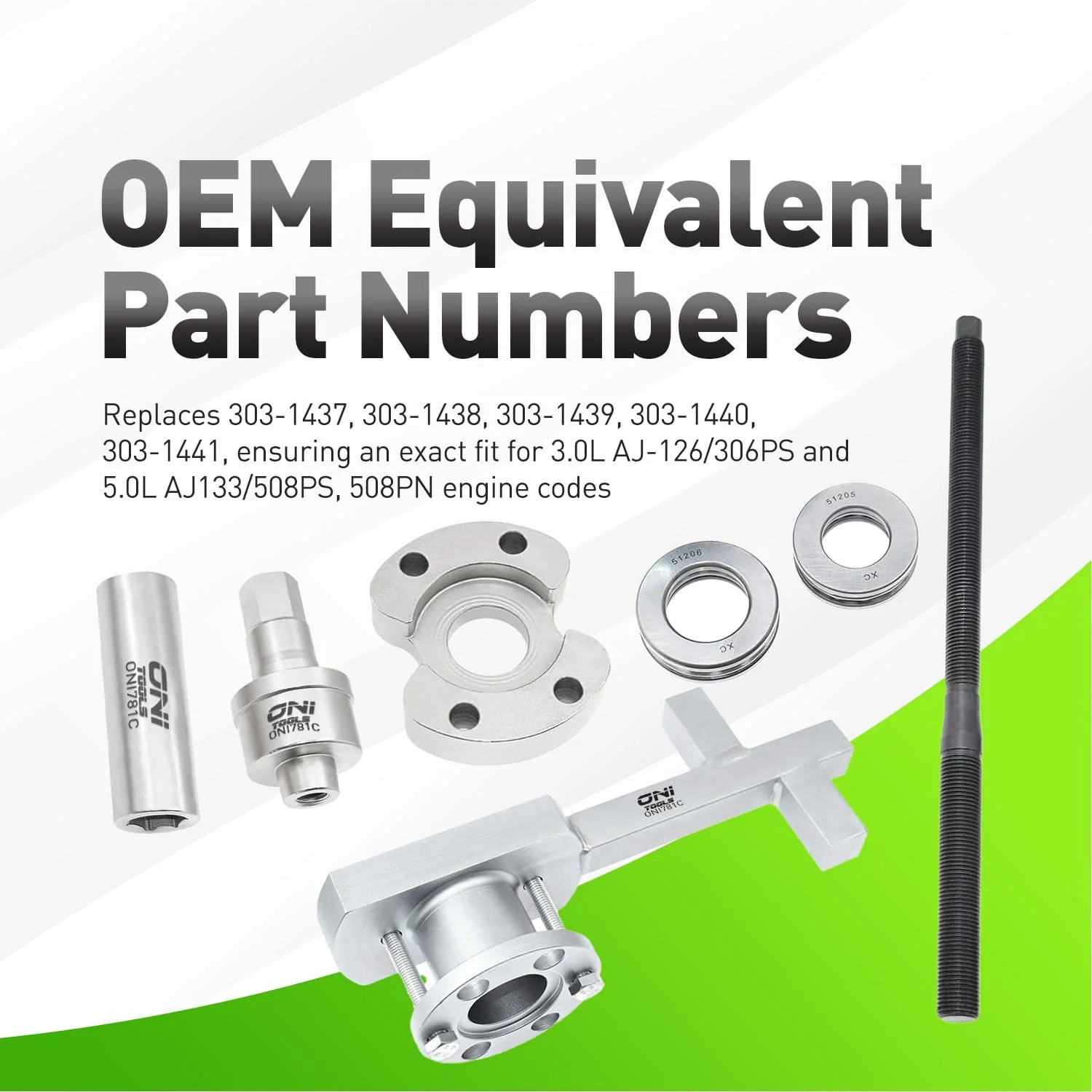 Crankshaft Pulley Remover Installer Tool Kit For Jaguar Land Rover 3.0L V6 & 5.0L V8 Petrol Engines 2009–2018 303-1437, 303-1438, 303-1439, 303-1440, 303-1441 Alt - Image 3