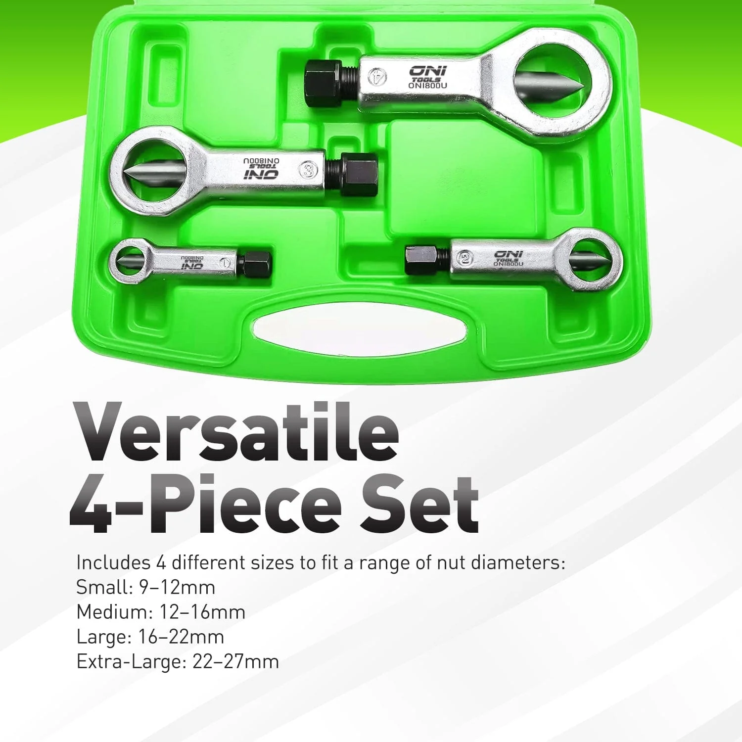 4-Piece Nut Splitter Set 9-27mm Rusted & Seized Nut Removal Kit (9-12 12-16 16-22 22-27mm) Alt - Image 2