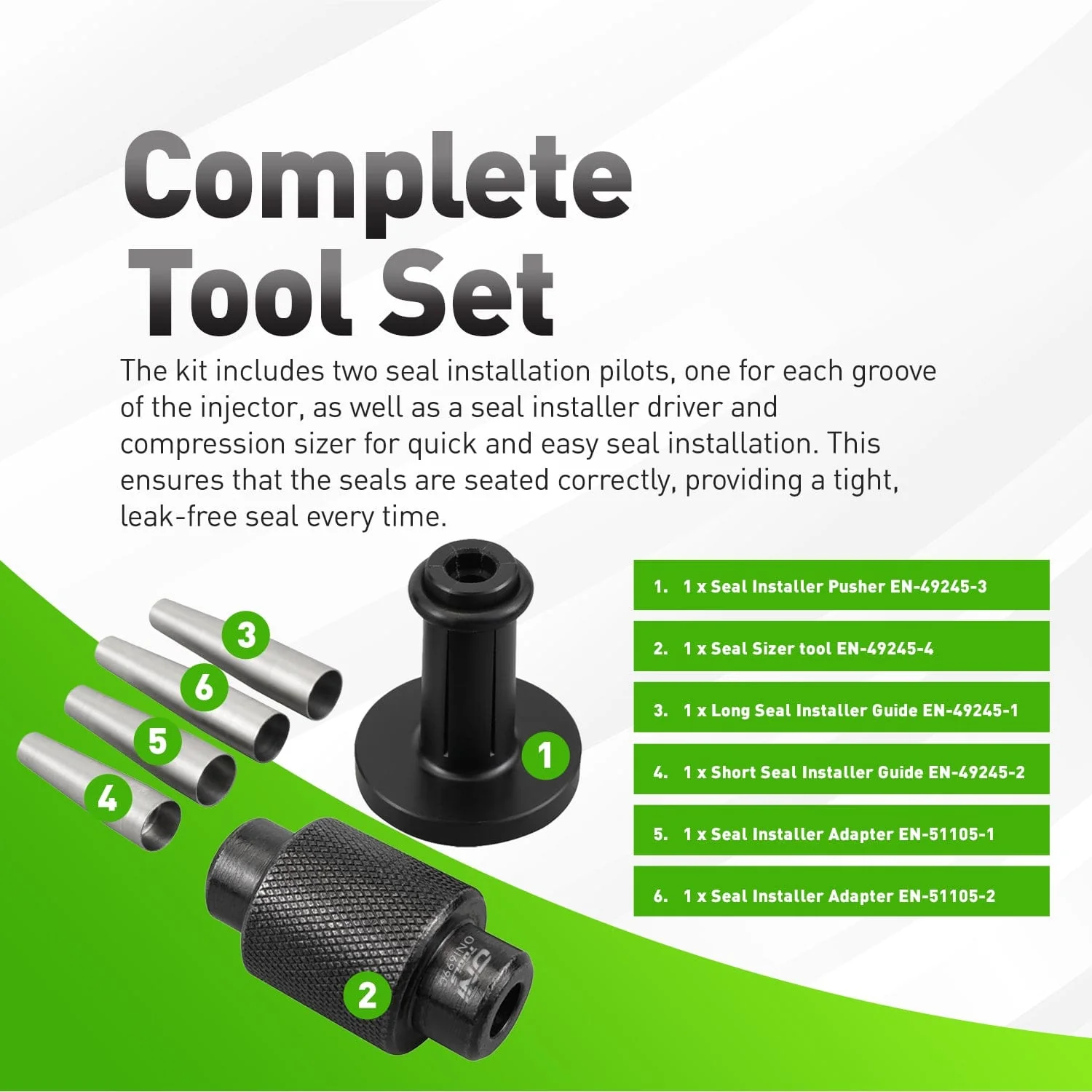 EN-49245 EN-51105 18683AA000 18683A Fuel Injector Seal Installer & Sizer Set for GM 2.0L–6.2L Subaru 2.0L 2.4L Turbo Alt - Image 4