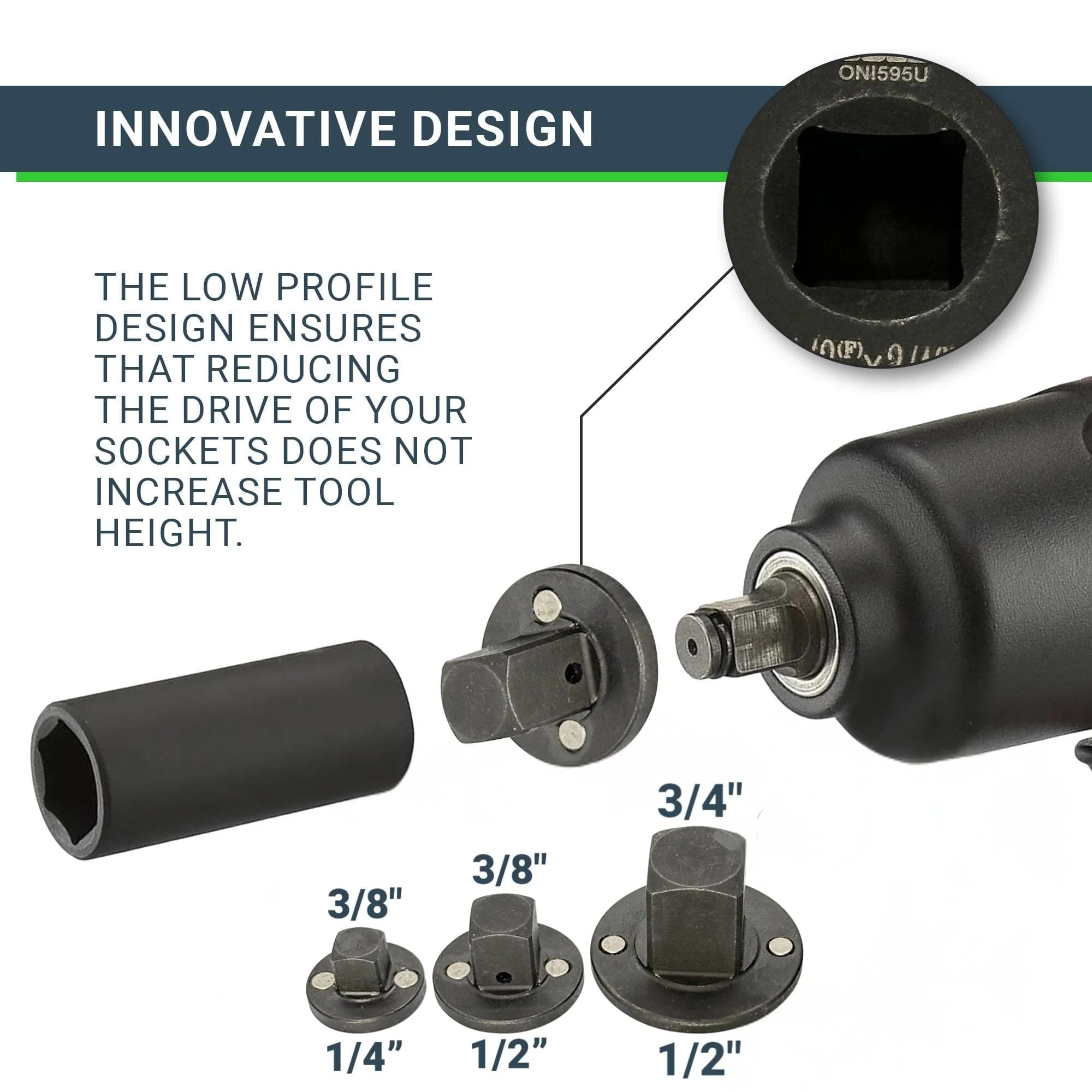 Universal Low Profile Impact Socket Adapter Set (Set of 3 Pcs) - Image 2