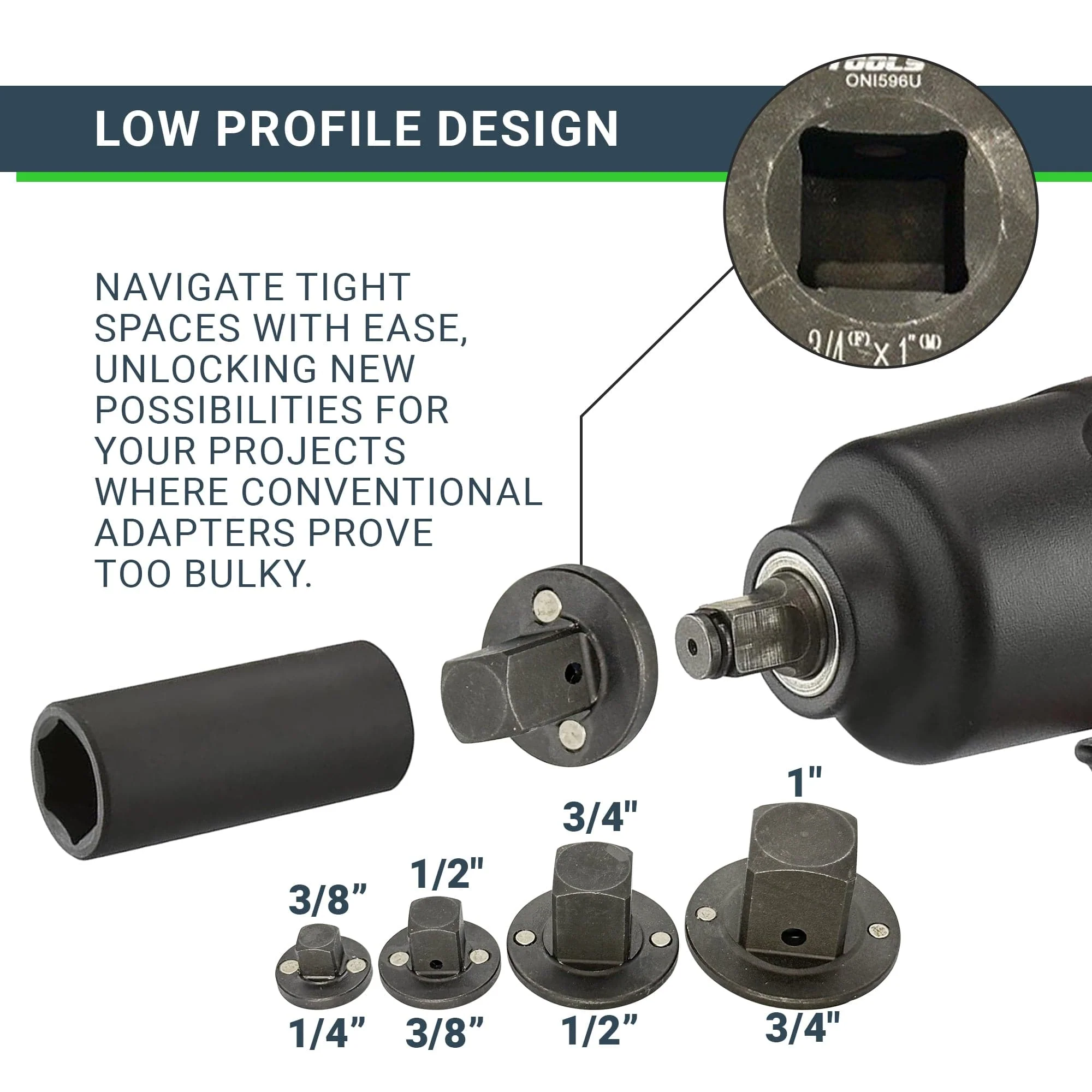 Universal Low Profile Impact Socket Adapter Set (Set of 4 Pcs) - Image 2