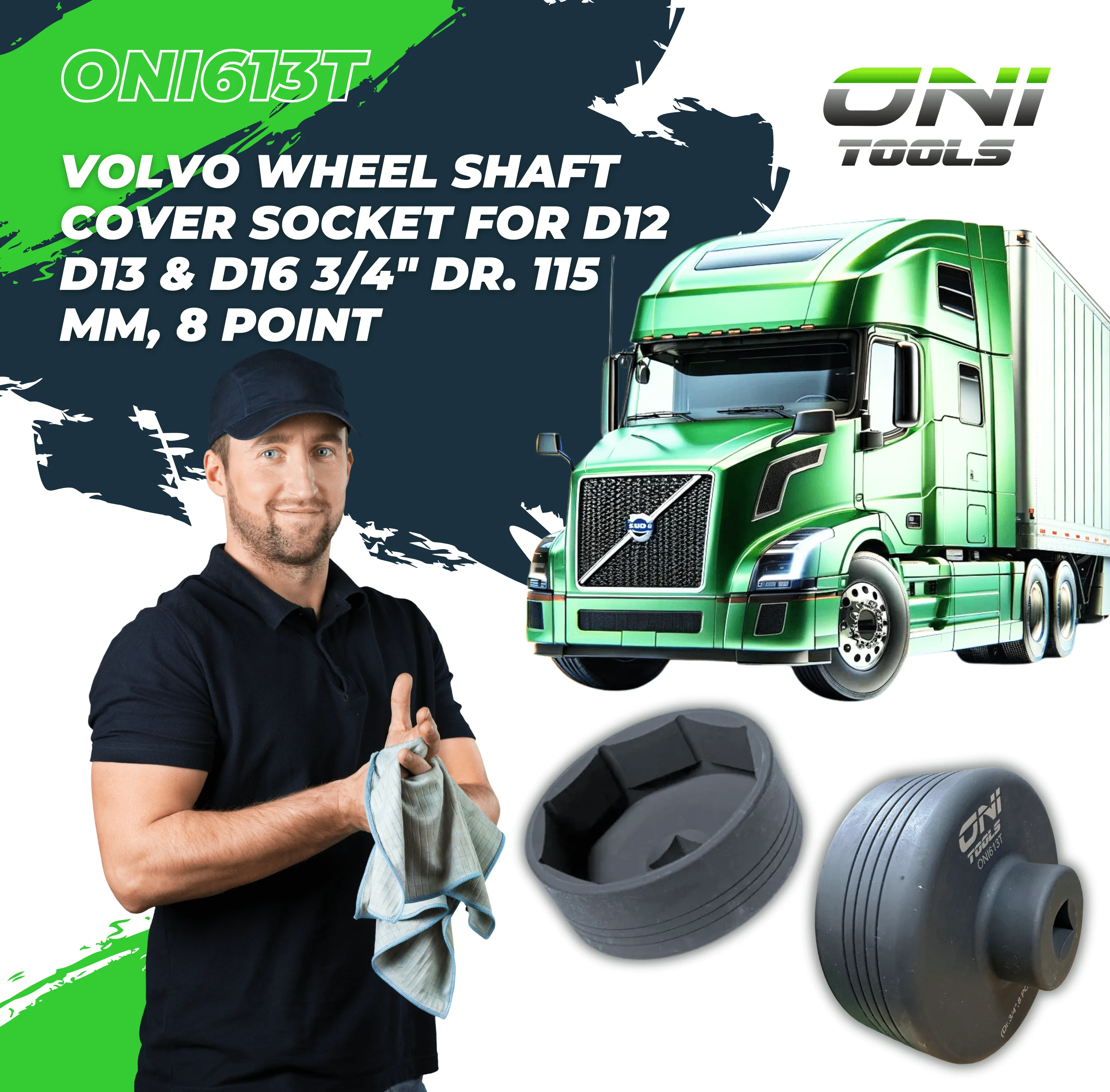 Volvo Wheel Shaft Cover Socket for D12 D13 & D16 3/4" Dr. 115 mm, 8 Point - Image 5