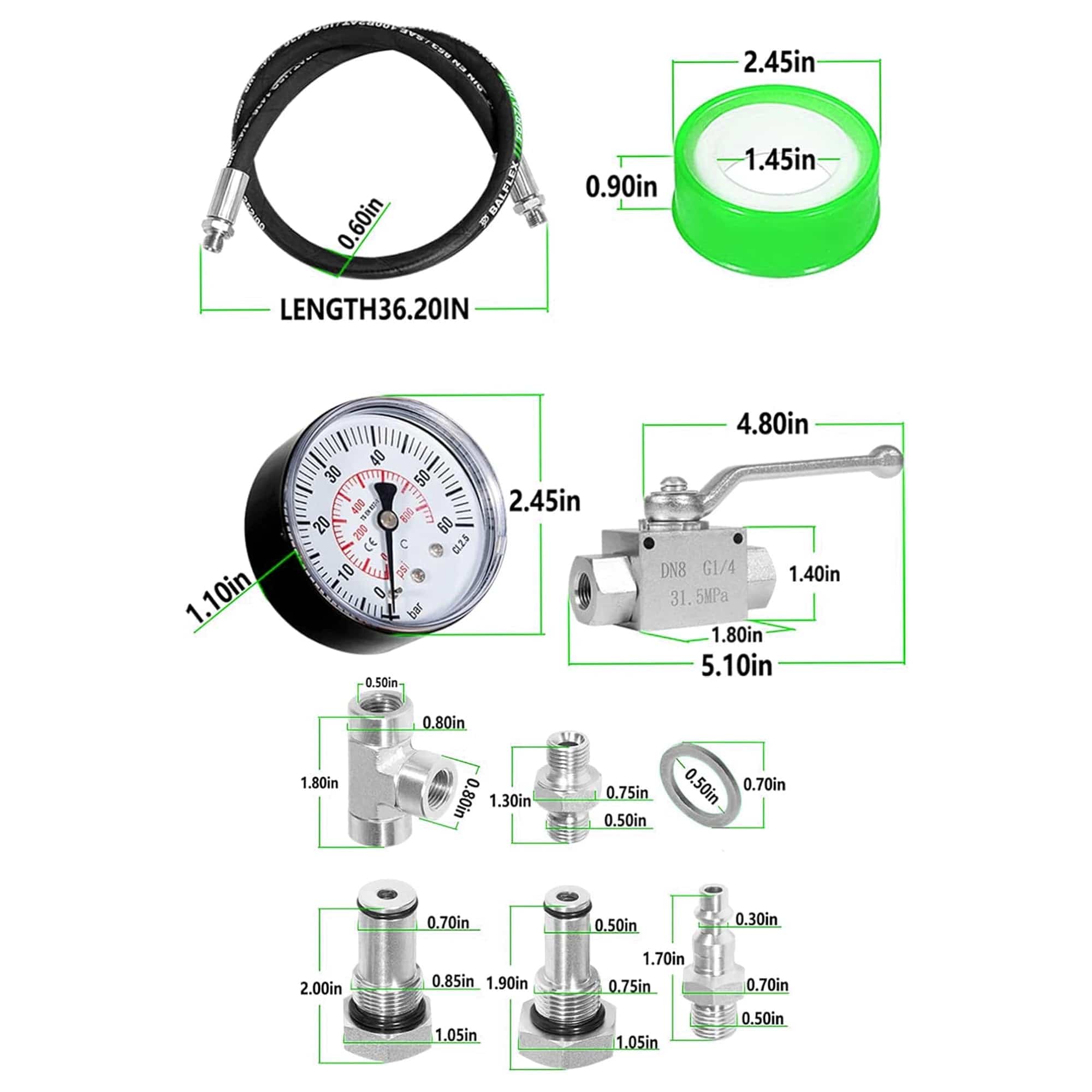Ford 6.0L-7.3L Powerstroke Diesel High Pressure Oil System IPR Air Test With Gauge Tool kit TU-32-7 Alt - Image 5