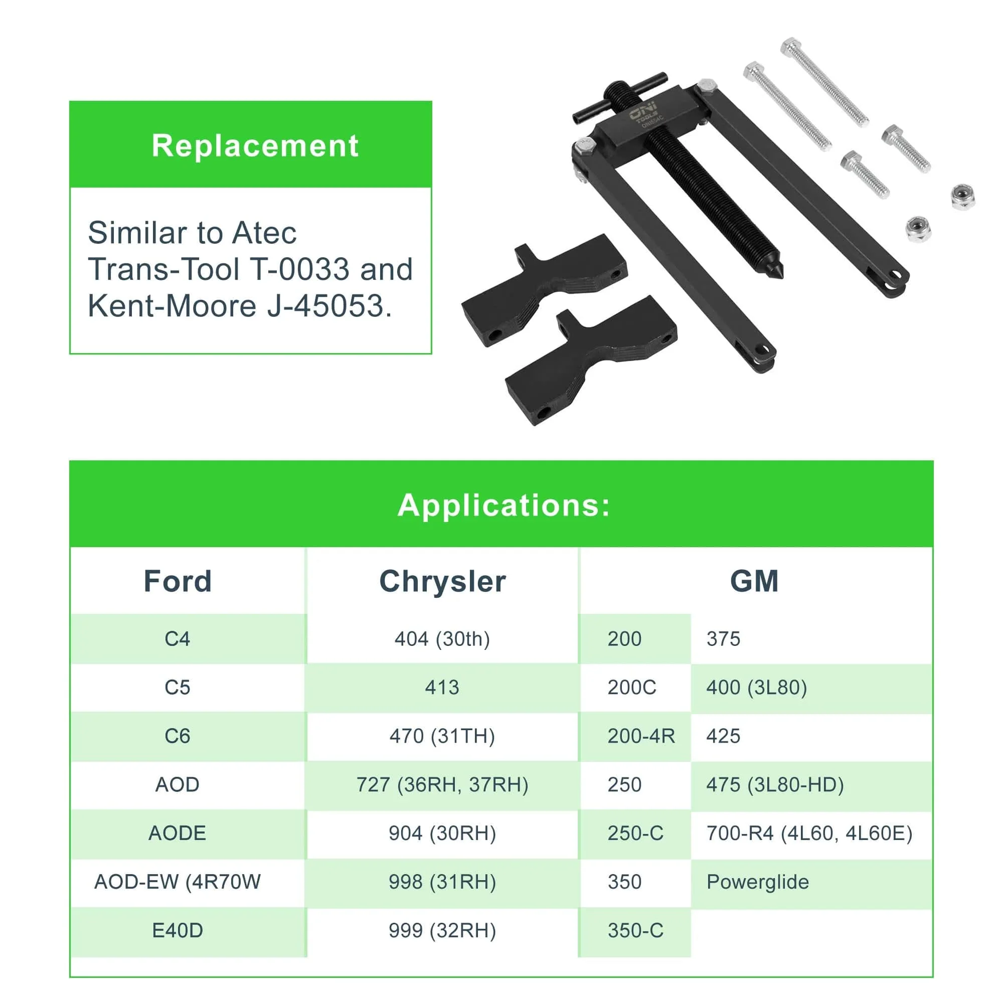 Universal Front Pump Remover Heavy Duty Tool Set for Ford, Chrysler & GM - Replaces J-45053 GM-45053 & T-0033 - Image 4