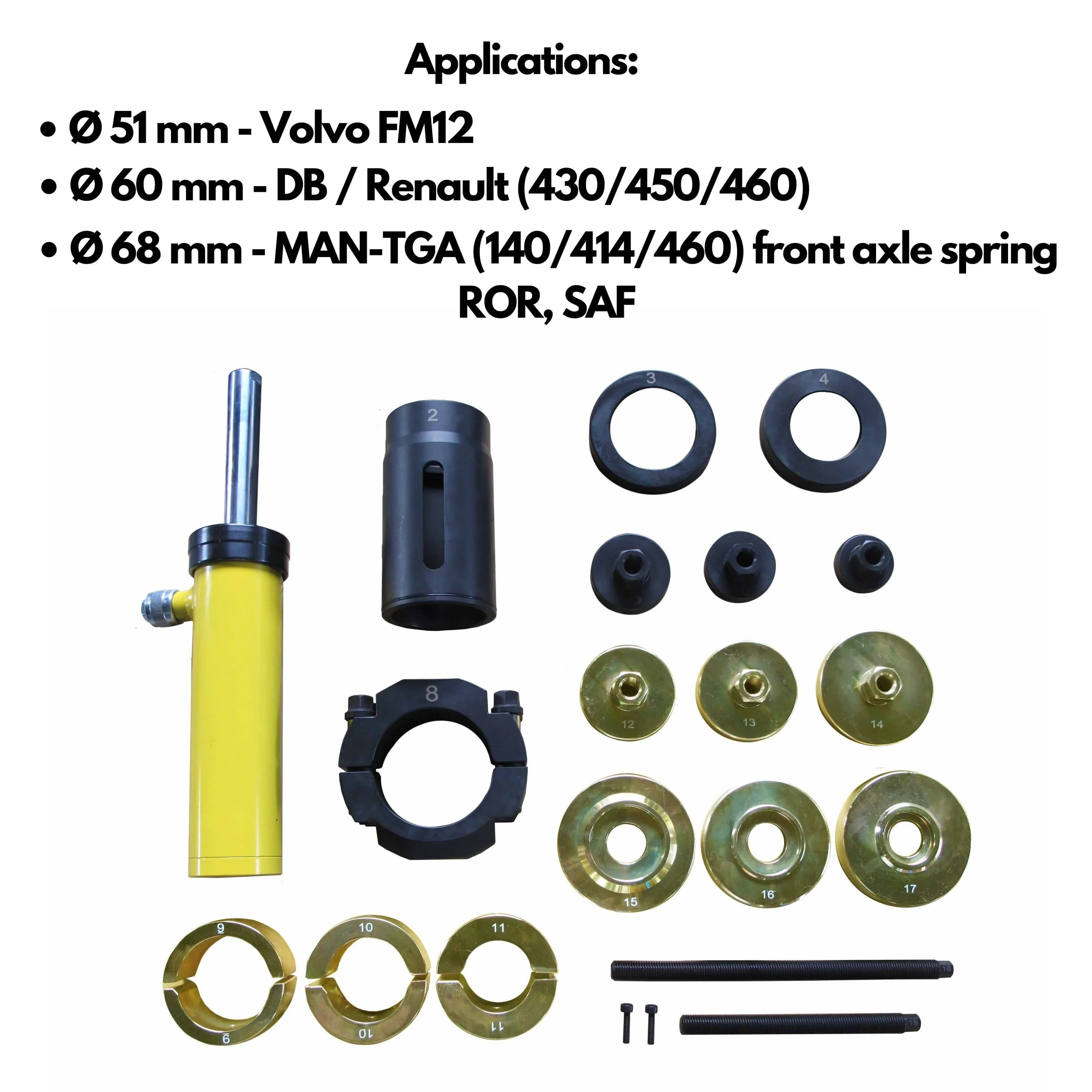 Volvo & Mack Spring Pin Metal Suspension Bushing Remover & Installer Kit - Image 6